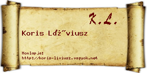 Koris Líviusz névjegykártya